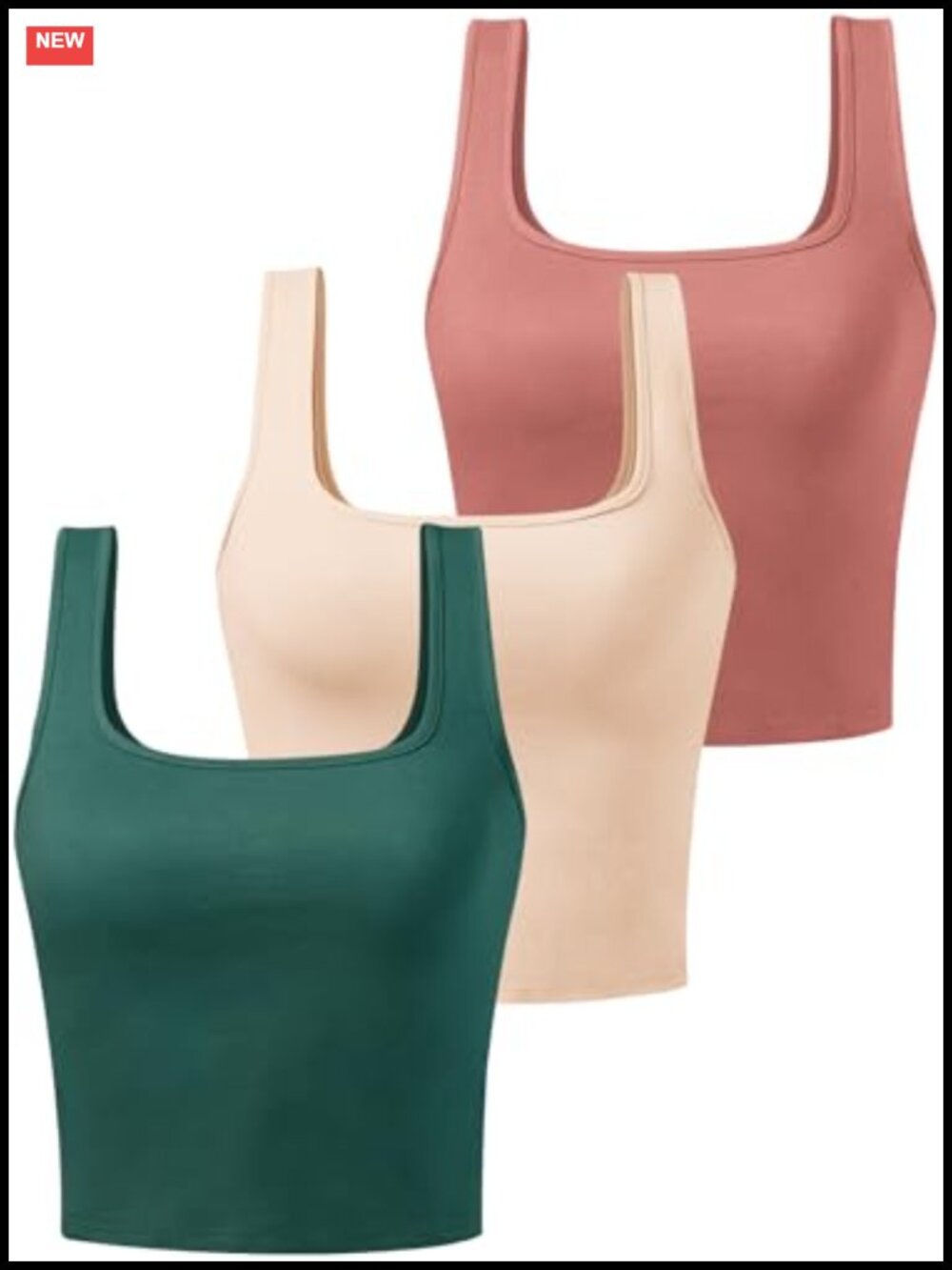Porvike Cotton Spandex Sleeveless Crop Tank Workout Yoga Top 3 Pack